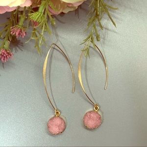 Pink druzy earrings